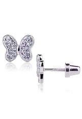 catchy silver cubic zirconia December birthstone butterfly baby earrings 